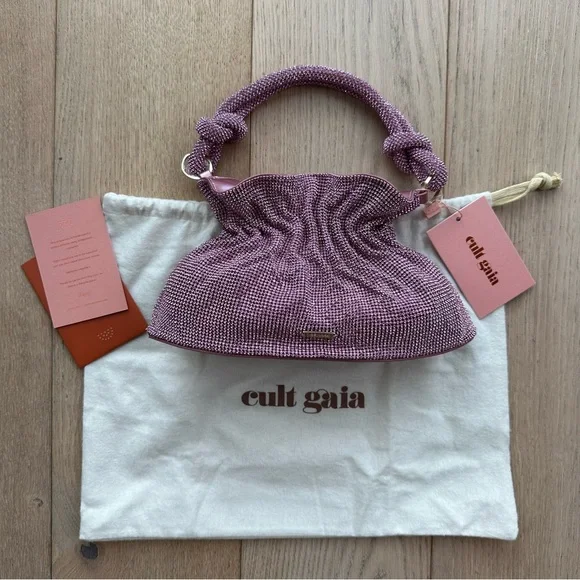 π Cult Gaia Slouchy Pink Mini Crystal Embellished Shoulder Bag - Picture 3 of 17